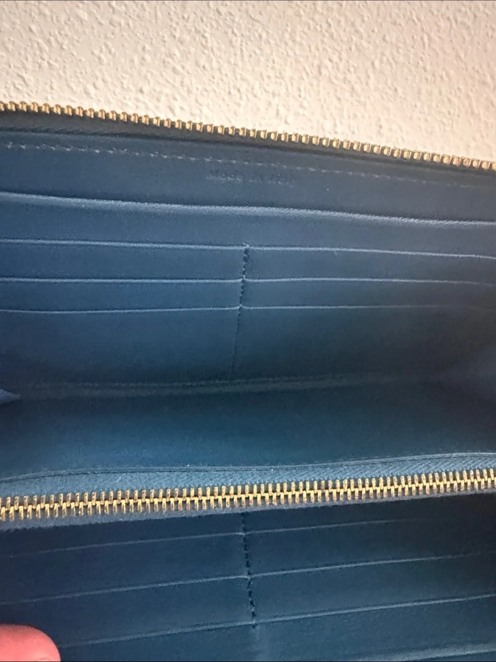 Celine Paris Blue Leather Zip-Around Wallet